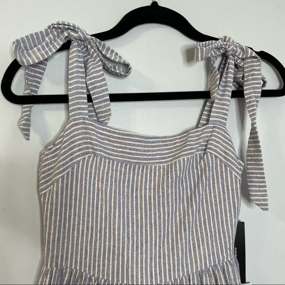 Lulu’s Golden Days Blue Striped Tie-Strap Maxi Dress - Picture 3 of 16